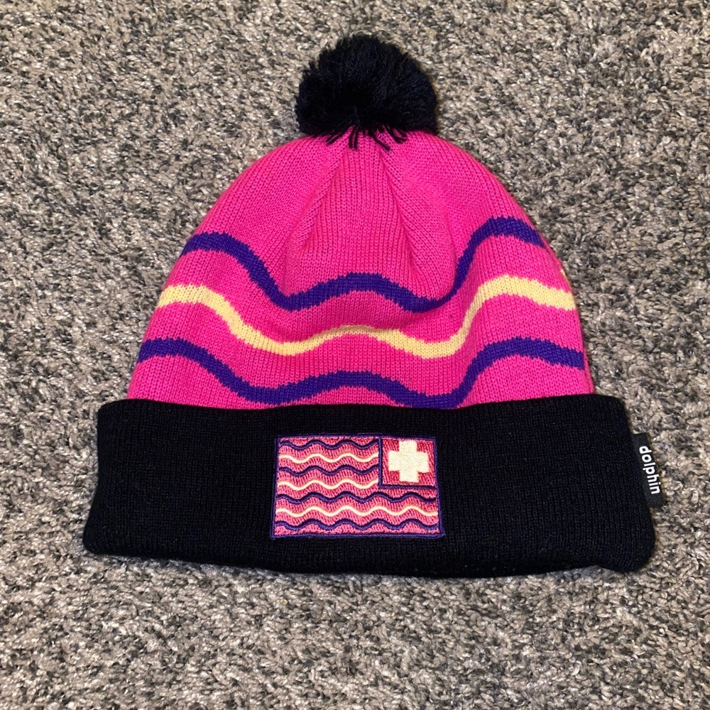 Pink Dolphin Pom Beanie